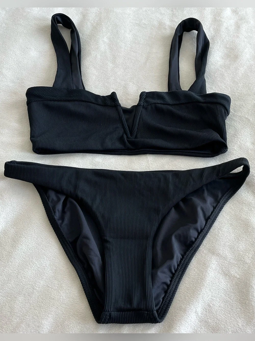 L*Space Ribbed Bikini Set Lee Lee Top & Lennox Classic Bottom Small Black Bikini